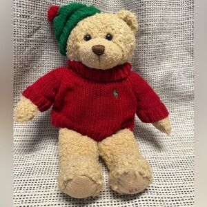 Ralph Lauren NY Teddy Bear Brown Plush Holiday 2006 Red Sweater